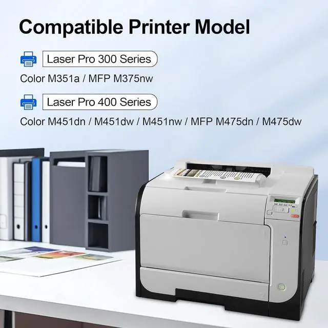 Alt view image 2 of 6 - 305A CE410A Black Toner Cartridge 1-Pack: Works with Laser Pro 300 Color M351a MFP M375nw Laser Pro 400 Color M451dn M451dw M451nw MFP M475dn M475dw Printer Replacement for HP 305A Black Toner 305X