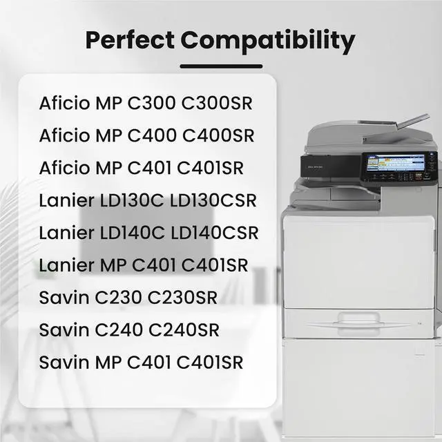 Alt view image 2 of 7 - MP C300 C400 C401 Toner Cartridge 4-Pack 841724 841725 841726 841727 Replacement for Ricoh MPC300 for Aficio MP C300 C300SR C400 C400SR, MP C401 C401SR Printer Toner (Black Cyan Magenta Yellow)