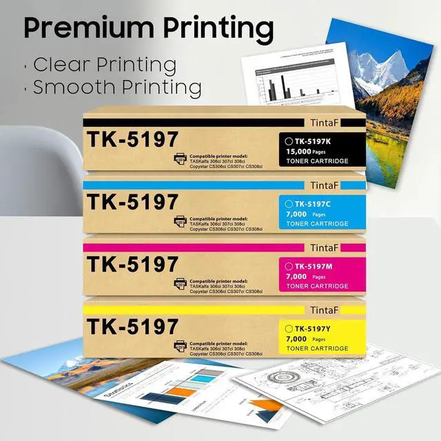 Alt view image 5 of 6 - Compatible TK-5197 TK5197 Toner Cartridge Replacement for Kyocera TK-5197K TK-5197C TK-5197M TK-5197Y Toner Cartridge for TASKalfa 306ci 307ci 308ci Copystar CS306ci CS307ci CS 308ci Printer 4-Pack