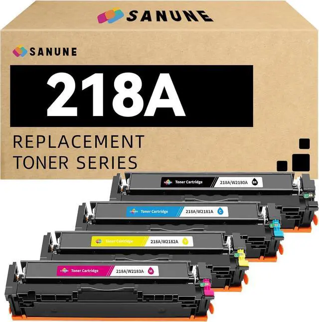 Main image of 218A Toner Cartridge 4 Pack (with Chip) Replacement for HP 218 A 218X W2180A W2180X Toner Cartridges for Laser Jet Pro 3201dw MFP 3301cdw 3301fdw 3301sdw Printer Ink (Black/Cyan/Yellow/Magenta)