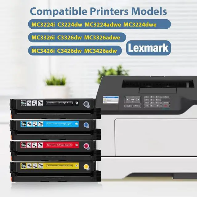 Alt view image 3 of 7 - Toner Cartridges for Lexmark MC3224 MC3326 MC3426 Printer,C3210k0 C3210C0 C3210M0 C3210Y0 Replacement MC3326i MC3224i C3224dw C3326dw MC3224dwe MC3224adwe MC3326adwe MC3426adw Ink Cartridge(4 Pack)