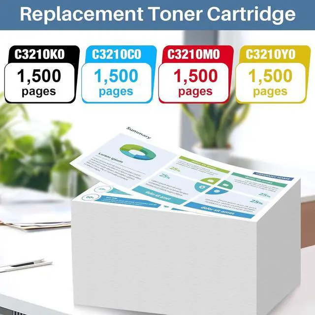 Alt view image 4 of 7 - Toner Cartridges for Lexmark MC3224 MC3326 MC3426 Printer,C3210k0 C3210C0 C3210M0 C3210Y0 Replacement MC3326i MC3224i C3224dw C3326dw MC3224dwe MC3224adwe MC3326adwe MC3426adw Ink Cartridge(4 Pack)