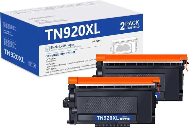 Main image of TN920XL TN920 Toner Cartridge for HL-L6210DW Printer: (with Chip) Replacement for Brother TN-920XL TN-920 Work for HL-L6210DWT HL-L6310DW HL-L5210DW HL-L5210DWT HL-L5210DN Printer, High Yield 2 Black