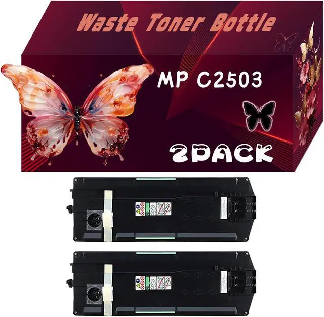 Main image of MP C2503 Waste Toner Bottle Compatible for Ricoh IP C8500 MPC2003 MPC2004 MP C2004ex MP C2503 MP C2504 MP C2504ex MP C3003 MP C3004 Printers, Print Up to 80000 Pages, Bright Colors (2 PACK BLACK)