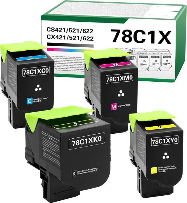 Main image of 78C1X CS421 Toner Cartridge Extra High YieldBK: 8500 Color: 5000 Compatible for Lexmark CS421 CS521 CS622 CX522 CX421 CX622 CX625 Printer with 78C1XK0 78C1XC0 78C1XM0 78C1XY04 Pack 78C1X Toner