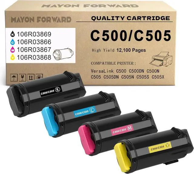 Main image of Extra High Yield VersaLink C500 C505 Toner Cartridge (12,100 Pages) Replacement for Xerox VersaLink C500 C500DN C500N C505 C505DN C505N C505S C505X Printers(106R03869 106R03866 106R03867 106R03868)