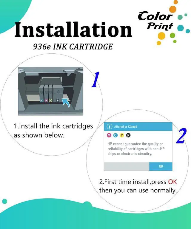 Alt view image 5 of 7 - ColorPrint Compatible 936e Ink Cartridges Combo Pack Replacement for Hp 936e for OfficeJet 9122e OfficeJet Pro 9110b 9125e 9128e 9130b 9135e Wide Format 9730e Printer (4Pack,Black,Cyan,Magenta,Yellow)