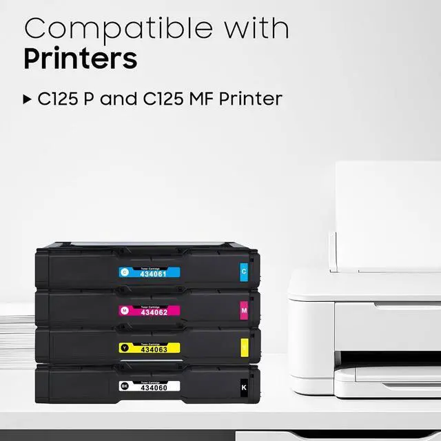 Alt view image 2 of 6 - C125 P & C125 MF Toner Cartridge 2300 Pages C125 Cartridge Replacement for Ricoh C125 434060 434061 434062 434063 Toner Cartridge for C125 P and C125 MF Printer Ink 4-Pack (Black/Cyan/Magenta/Yellow)