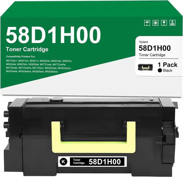 Main image of 58D1H00 Toner Cartridge Black High Yield Replacement for Lexmark 58D1H00 Toner Cartridge for MS725 MS821 MS822 MS823 MS824 MS825 MS826 MX721 MX722 MX725 MX822 MX824 MX826 Laser Printer [15,000 Pages]