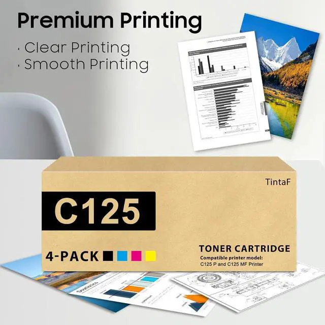 Alt view image 5 of 6 - C125 P & C125 MF Toner Cartridge 2300 Pages C125 Cartridge Replacement for Ricoh C125 434060 434061 434062 434063 Toner Cartridge for C125 P and C125 MF Printer Ink 4-Pack (Black/Cyan/Magenta/Yellow)