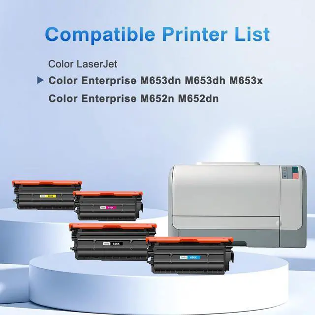 Alt view image 2 of 7 - 656X Toner Cartridges Bundle (4-Items, BK/C/M/Y) CF460X CF461X CF462X CF463X High Yield Replacement for HP 656X Toner Cartridge for Color Enterprise M653dn M653dh M652dn M653x M652n Printer Ink