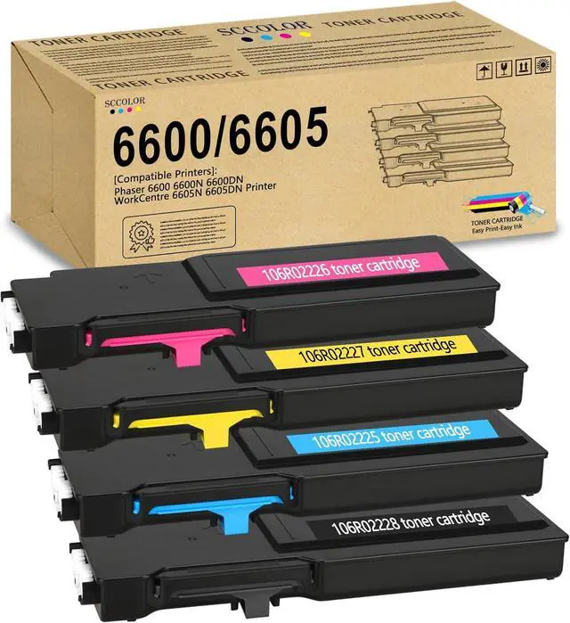 Main image of Phaser 6600 WorkCentre 6605 Toner Cartridge High Capacity Compatible for Xerox 106R02228 106R02227 106R02226 106R02225 Replacement for Xerox Phaser 6600 6600N 6600DN WorkCentre 6605N 6605DN Printer