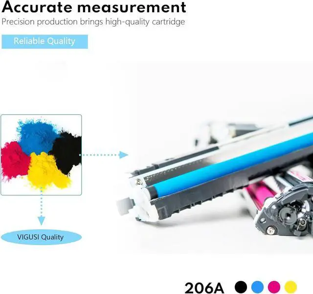 Alt view image 6 of 7 - 206A Toner Cartridge Set(4-Pack, with chip) - Compatible 206A W2110A W2111A W2113A W2112A Toner Cartridges Raplacement for HP Color Laser Pro M255dw M255nw Color Laser Pro MFP M282nw M283fdn Printer