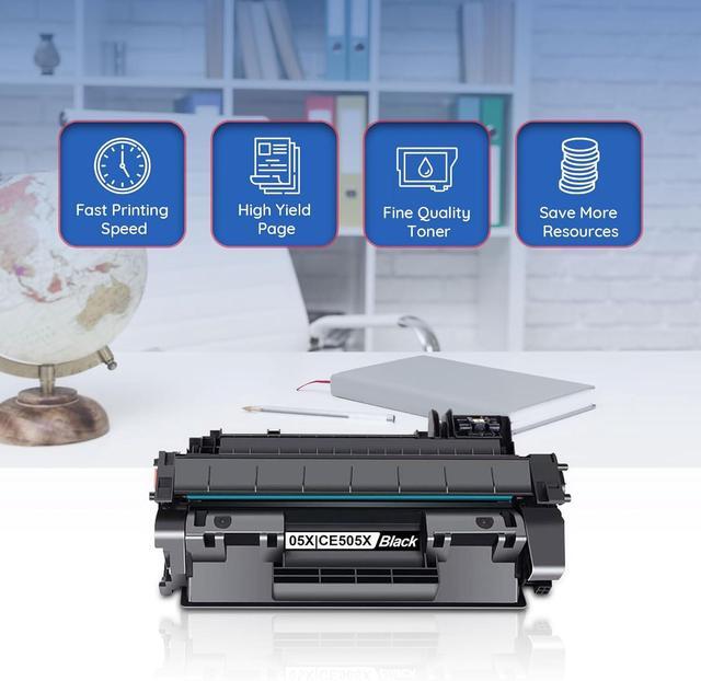 Alt view image 6 of 7 - 05X Black High Yield Toner Cartridge 2 Pack CE505XD with Chip, 05X CE505X Toner Replacement for HP 05X Toner Cartridge 05A CE505A Toner Compatible with Laser P2055, P2055d, P2055dn, P2055x Printer