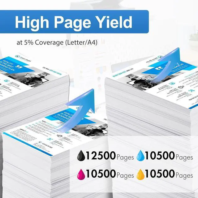 Alt view image 3 of 6 - 655A Toner Cartridge 4 Pack Compatible Replacement for HP 655A CF450A Black CF451A Cyan CF452A Magenta CF453A Yellow for Color Enterprise M652n M652dn M653dn M653x M653dh M681dh M681f M682z Printer