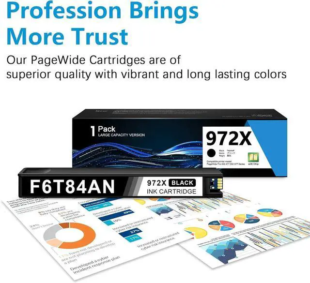 Alt view image 3 of 7 - 972X High Yield Black PageWide Cartridge F6T84AN Compatible Replacement for HP972X Black Ink Cartridge 972A Works with PageWide Pro 452dn 452dw 452dwt 477dn 477dw 477dwt 552dw 577dw 577z Printer Ink
