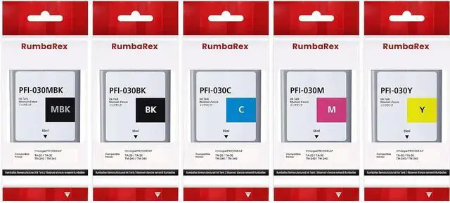 Main image of PFI-030 Pigment Ink Tank Kit 55-ml 5-Pack PFI030 PFI-030MBK PFI-030BK PFI-030C PFI-030M PFI-030Y Ink Replacement for Canon PFI-030 Ink Cartridge for ImagePrograf TA-20 TA-30 TM-240 TM-340 Printer Ink