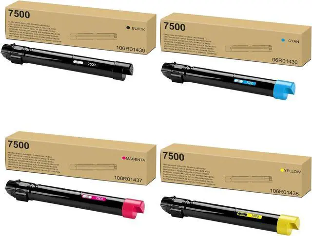 Main image of 7500 Black Cyan Magenta Yellow High Capacity Toner Cartridge Replacement for Xerox 106R01439 106R01436 106R01437 106R01438 for Xerox Phaser 7500 7500N 7500V 7500DN 7500DNZ 7500YDN 7500DT 7500YD 7500DX
