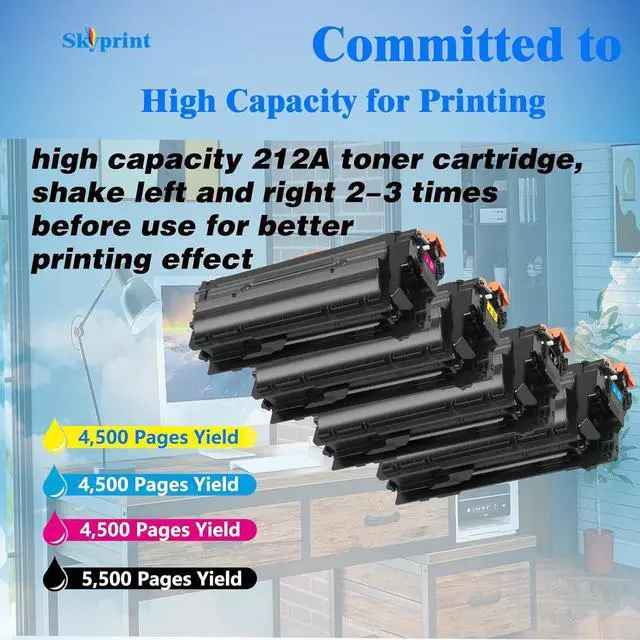 Alt view image 3 of 5 - 212 212A Toner Cartridges Compatible HP 212A 212X W2120A W2120X Use for HP Color Enterprise M554 M555 M555dn M554dn M555x MFP M578 Series Printer Ink (with Chip Toner Black Cyan Magenta Yellow)