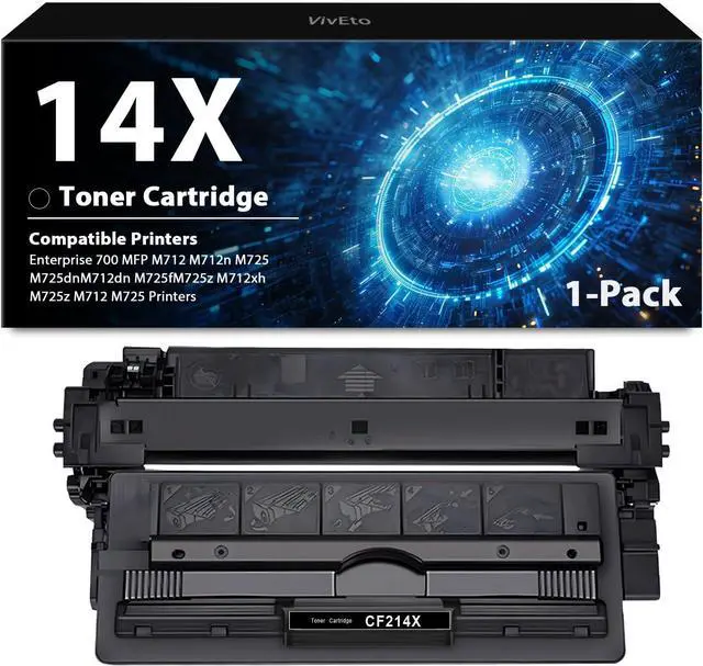 Main image of 14X CF214X Toner Cartridge with Chip Replacement for 14X CF214X CF214A 14A for Enterprise 700 MFP M712 M712n M725 M725dn M712dn M725f M725z M712xh M725z M712 M725 Printers, 1 Pack 14X Toner Cartridge