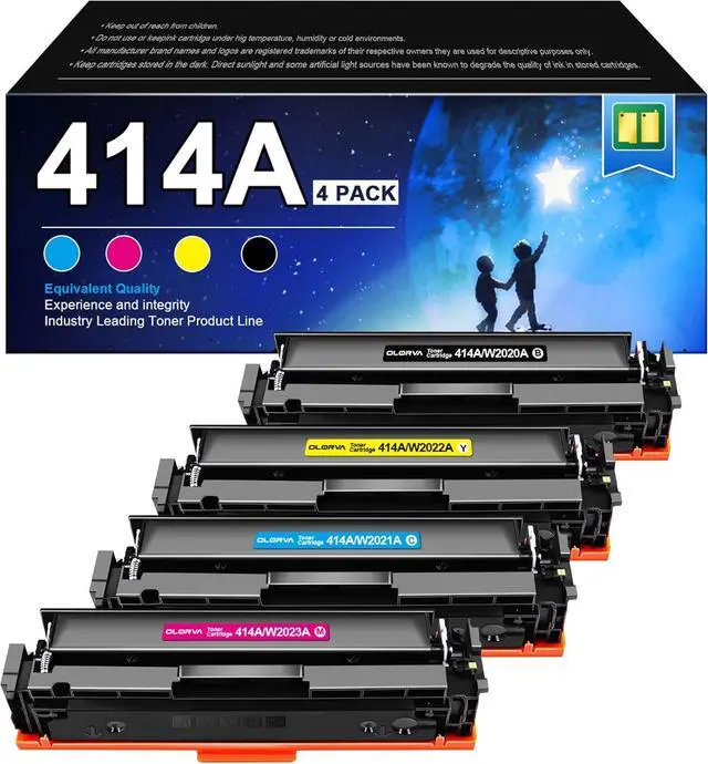 Main image of 414A Toner Cartridge 4 Pack (with Chip) - 414X Replacement for HP 414A HP 414X, Compatible with HP Color Laserje Pro MFP M479fdw Toner, Color Laserje Pro M454dw M454dn M480f M455dn Printer | W2020A