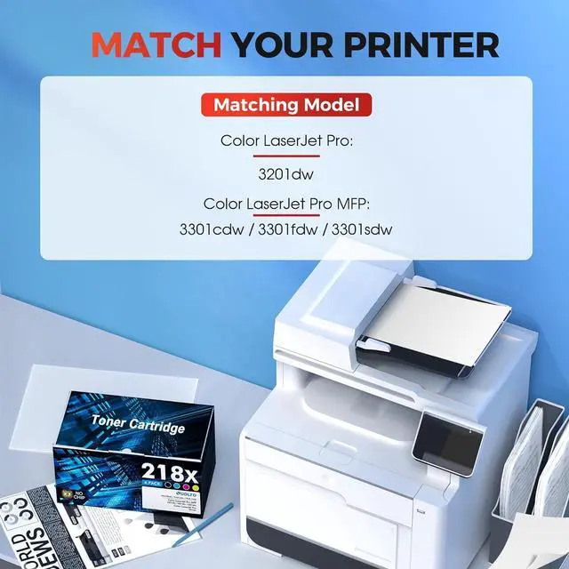 Alt view image 5 of 7 - 218X 218A Toner Cartridges 4 Pack - 3201dw Ink Replacement for HP 218X HP 218 - Work with Color Laser Jet Pro MFP 3301FDW 3301CDW 3201DW Printer | for HP 218X Toner Cartridges 4 Pack W2180X No CHIP