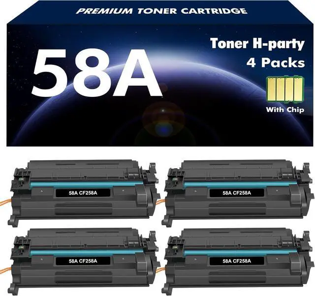 Main image of CF258A 58A Toner Cartridge Black Compatible Replacement for HP 58A CF258A M404n 58X CF258X for HP Laserjet Pro MFP M428fdw M428fdn M428dw Pro M404n M404dn M404dw M404 Printer Ink with Chip 4 Pack