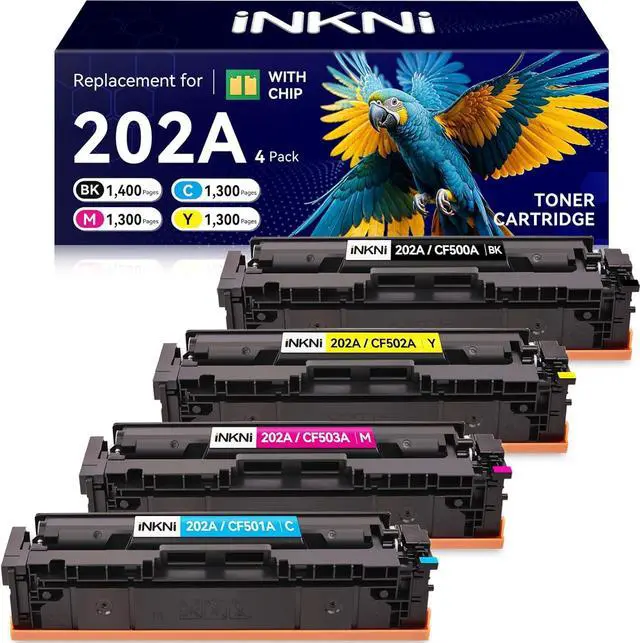 Main image of 202A Toner Cartridges 4-Pack CF500A - Compatible Replacement for HP 202A 202X for Color Laserjet Pro MFP M281fdw M254dw M281fdn M281cdw M280nw M254dn M254nw Toner Cartridge CF500A CF500X (with Chip)