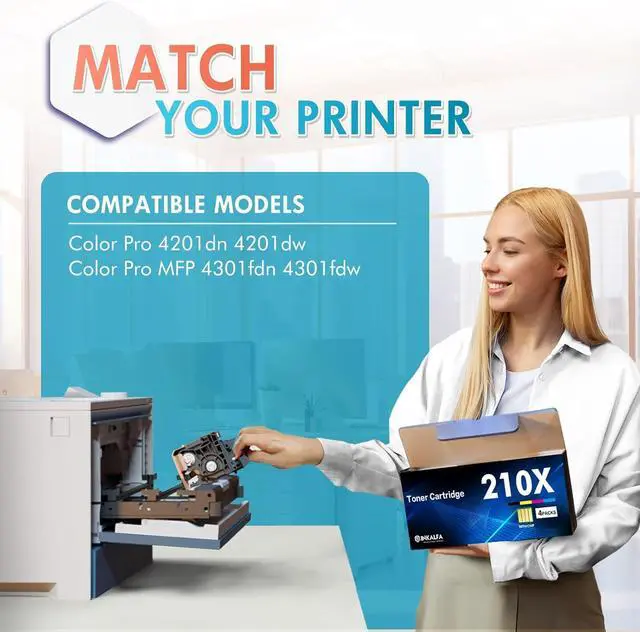 Alt view image 2 of 7 - 210X Toner Cartridges 4 Pack High Yield 210A Compatible for HP 210X 210 Toner Cartridges Replacement for HP Color Laserjet Pro MFP 4301fdw 4301fdn Pro 4201dw 4201dn Series Printer Ink (with Chip)