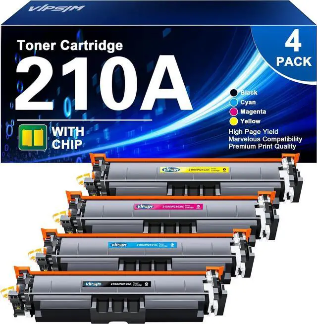 Main image of 210A 210X Toner Cartridges 4 Pack: 4301fdw Replacement for HP 210A 210X Toner Cartridges Work with HP Color Laser Pro MFP 4301fdw 4201dn 4301fdn 4201dw, 4301 4201 Series Printer Ink, W2100A with CHIP