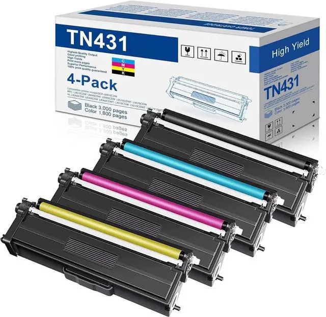 Main image of TN431 TN-431 Toner Cartridge 4-Pack Compatible TN431BK TN431C TN431Y TN431M Replacement for Brother TN-431 TN 431 for MFC-L8900CDW HL-L8260CDW HL-L8360CDW MFC-L8610CDW Printer TN4314PK (1BK/1C/1M/1Y)