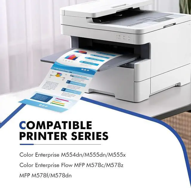 Alt view image 2 of 7 - 212A 212X Toner Cartridges 4-Pack Compatible for HP 212A 212X W2120A W2120X Toner Work for HP Color Laserjet Enterprise M555dn M554dn M555x M555 M554 MFP M578 Series Printer Ink (New Version-BK/C/Y/M)