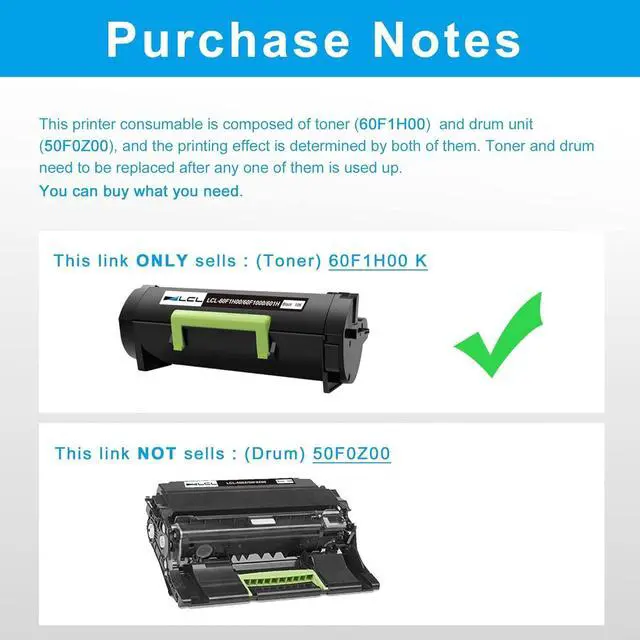 Alt view image 3 of 7 - LCL Remanufactured 60F1H00 601H Toner Cartridge 10,000 Pages Replacement for Lexmark 601H 60F1H00 60F1000 for MX310dn MX410de MX510de MX511de MX511dte MX511dhe MX610 MX610dw MX611de MX611dhe (1K)