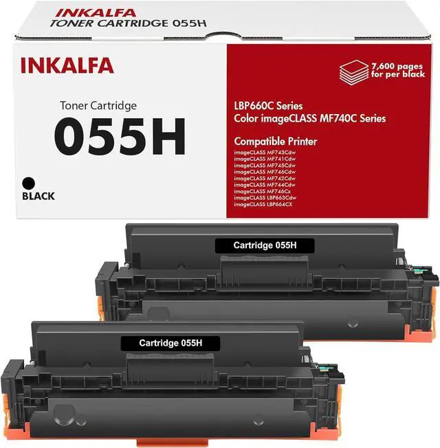 Main image of 055H Black Toner Cartridge High Yield 055 MF743Cdw Compatible for Canon 055H 055 for Canon Color ImageCLASS MF743Cdw MF741Cdw MF743 MF741 MF746Cdw MF740C MF745Cdw LBP664Cdw Printer Ink ( 2 Pack )