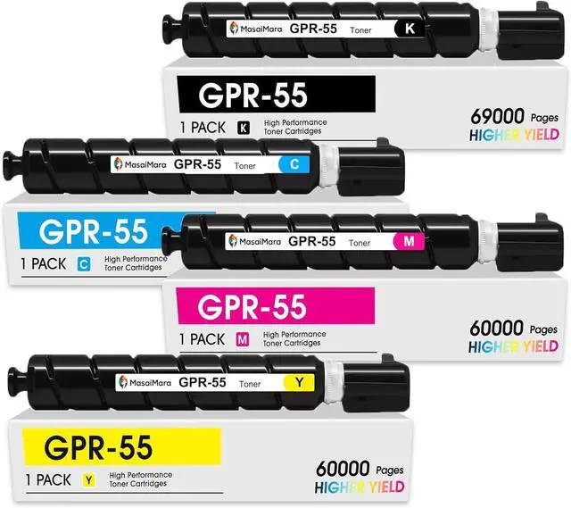 Main image of MasaiMara GPR-55 GPR55 Toner Cartridge for Canon imageRUNNER Advance C5535 C5535i C5540 C5540i C5550 C5550i C5560 C5560i DX C5735i C5740i Printer (0481C003 0482C003 0483C003 0484C003, Color 4 Pack)