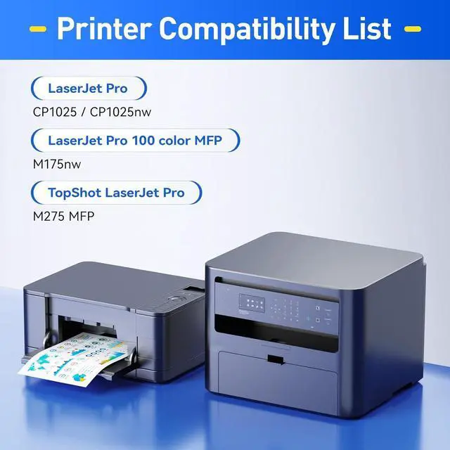 Alt view image 2 of 6 - 126A Toner Cartridge Set 4-Pack High Yield Replacement for HP 126A CE310A CE311A CE312A CE313A Compatible with HP Laserjet Pro 100 Color MFP M175nw CP1025 CP1025nw TopShot M275 Printer Ink Black Copy