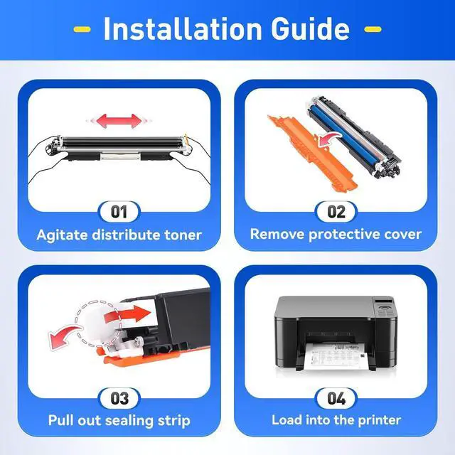 Alt view image 4 of 6 - 126A Toner Cartridge Set 4-Pack High Yield Replacement for HP 126A CE310A CE311A CE312A CE313A Compatible with HP Laserjet Pro 100 Color MFP M175nw CP1025 CP1025nw TopShot M275 Printer Ink Black Copy
