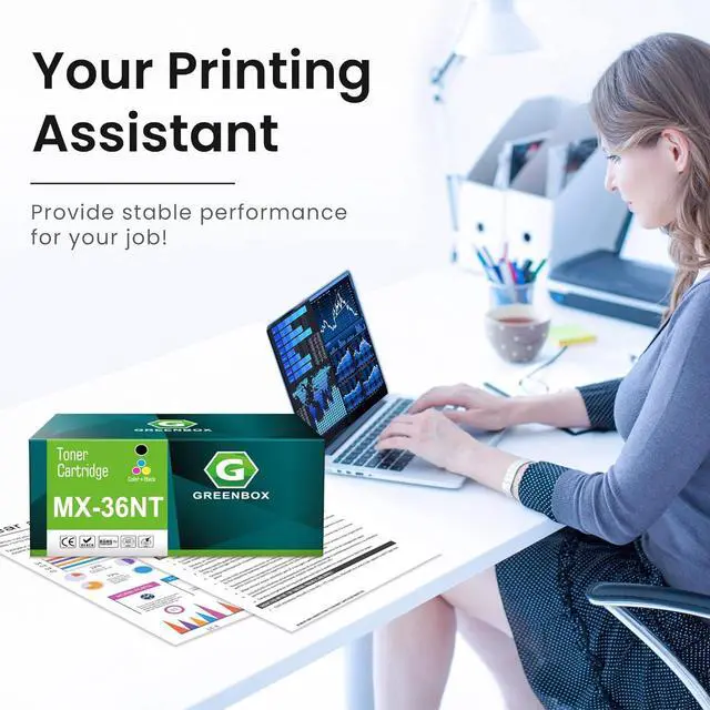 Alt view image 4 of 7 - GREENBOX Compatible MX-36NT 36NTBA 36NTCA 36NTMA 36NTYA Toner Cartridge Replacement for Sharp MX-2610N 2615N 2640N 3110N 3115N 3140N 3610N 3640N 3648N Printer (4-Pack, Black Cyan Magenta Yellow)