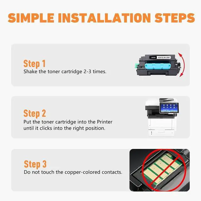 Alt view image 4 of 7 - hehua Compatible IM 350 IM 350F Toner Cartridge IM350 IM350F 418132 Replacement for Ricoh 418132 Black Cartridge Toner use with Ricoh Savin IM 350F Lanier IM 350F Printer (1 Pack Black,14,000 Pages)