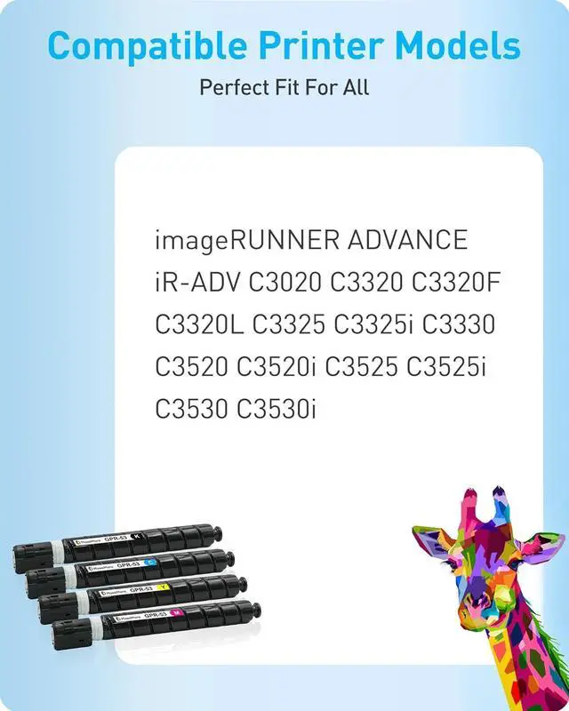 Alt view image 2 of 6 - MasaiMara GPR-53 GPR53 Toner Cartridge for Canon ImageRunner Advance C3020 C3320 C3320F C3320L C3325 C3325i C3330 C3520 C3520i C3525 C3525i C3530 C3530i Printer (Black, Cyan, Yellow, Magenta, 4-Pack)