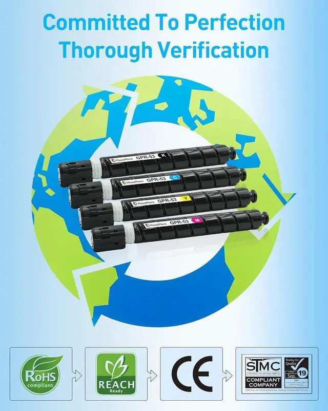 Alt view image 4 of 6 - MasaiMara GPR-53 GPR53 Toner Cartridge for Canon ImageRunner Advance C3020 C3320 C3320F C3320L C3325 C3325i C3330 C3520 C3520i C3525 C3525i C3530 C3530i Printer (Black, Cyan, Yellow, Magenta, 4-Pack)