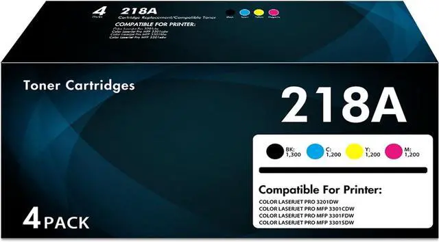 Main image of Ennovor 218A Toner Cartridges 4 Pack| Replacement for 218A W2180A Ink 218X W2180X Toner Cartridges Works with Color Laserjet Pro 3201dw MFP 3301 Series 3301fdw 3301sdw 3301cdw Printer Ink (with Chip)
