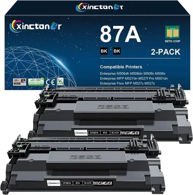 Main image of CF287A 87A Black Toner Cartridge (with Chip) Compatible Replacement for HP 87A Toner Cartridge for HP Printer Laser Jet Enterprise M506 M506dn M506n M506x M501n M501dn M527f M527dn M527z (2 Pack)