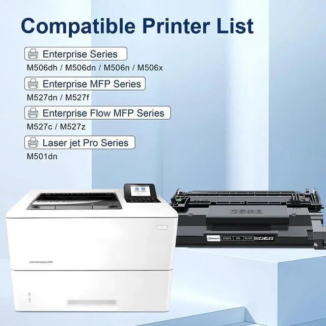 Alt view image 2 of 7 - CF287A 87A Black Toner Cartridge (with Chip) Compatible Replacement for HP 87A Toner Cartridge for HP Printer Laser Jet Enterprise M506 M506dn M506n M506x M501n M501dn M527f M527dn M527z (2 Pack)