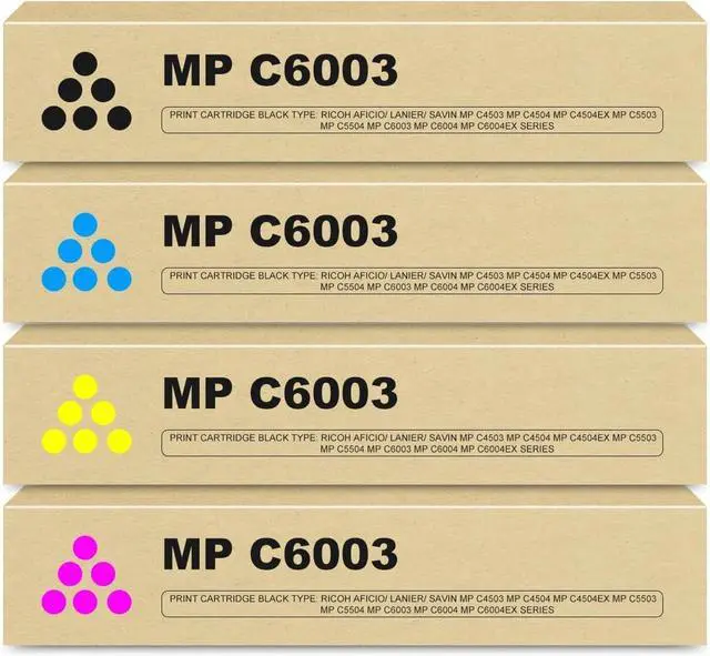 Main image of MP C6003 Toner Cartridge High Yield Compatible 841849 841850 841851 841852 Replacement for Ricoh MP C4503 Toner Cartridge for MPC6003 MPC4503 C5503 C4504 C4504ex C5504 C6004 C6004ex C6503 Printer