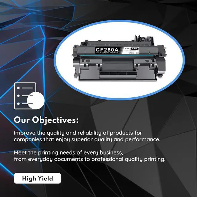 Alt view image 2 of 7 - CF280A 80A Toner Cartridge Black High Yield, Replacement for HP 80A CF280AD1 Works with Laser Pro 400 M401n, M401dn, M401dw, M401dne, M425dw; Laser Pro 400 MFP M425dn Printer Cartridge | CF280A-2PK