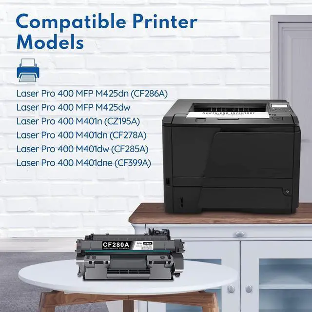 Alt view image 3 of 7 - CF280A 80A Toner Cartridge Black High Yield, Replacement for HP 80A CF280AD1 Works with Laser Pro 400 M401n, M401dn, M401dw, M401dne, M425dw; Laser Pro 400 MFP M425dn Printer Cartridge | CF280A-2PK