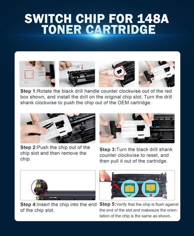 Alt view image 3 of 7 - 148A Toner Cartridge Replacement for HP 148A Toner Cartridge, W1480A Toner Compatible for HP Laserjet Pro 4001dwe 4001dn 4001dne 4001n 4001ne MFP 4101fdw 4101fdwe 4101fdn 4101fdne (1 Black No Chip)