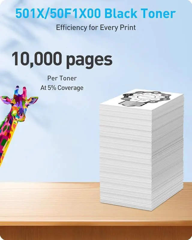 Alt view image 3 of 6 - MasaiMara 50F1X00 501X Toner Cartridge for Lexmark MS410d MS410dn MS415dn MS510dn MS510dtn MS610de MS610dn MS610dte MS610dtn MX310dn MX410de MX510de MX511de MX511dhe MX511dte MX610de MX611de MX611dfe