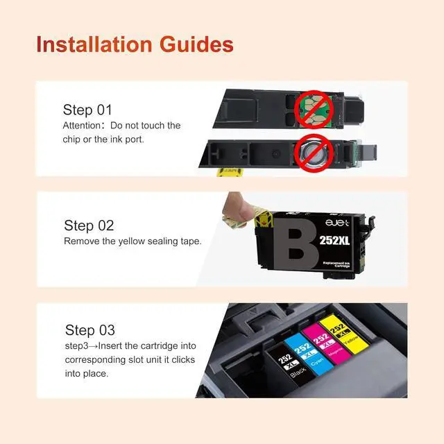Alt view image 5 of 7 - ejet Remanufactured 252XL Ink Cartridges Combo Pack 252 Ink Cartridges for Epson Printer Workforce WF-7110 WF-7720 WF-7710 WF-3620 WF-3640 High Yield (4 Large Black, 2 Cyan, 2 Magenta, 2 Yellow)